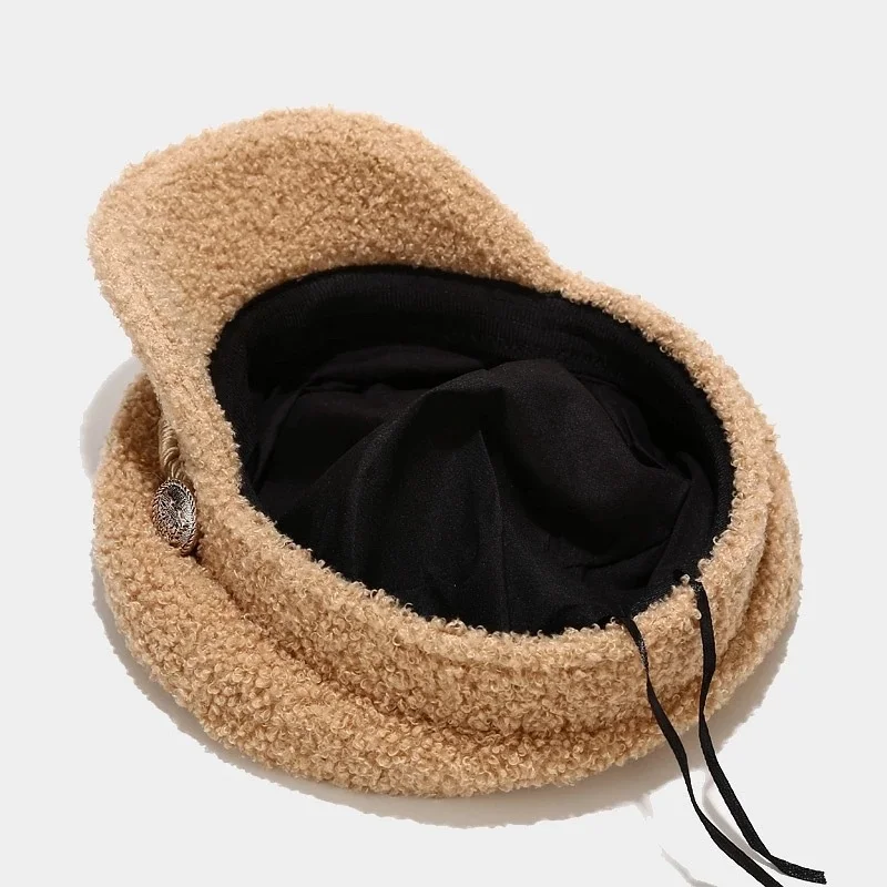 Autumn and Winter Military Cap Women's Casual Warm Flat Top Hat Women Fashion Accessories for Women Head Decoration