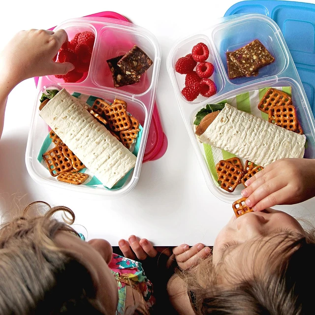 EasyLunchboxes - Bento Lunch Boxes - Reusable 3-Compartment Food