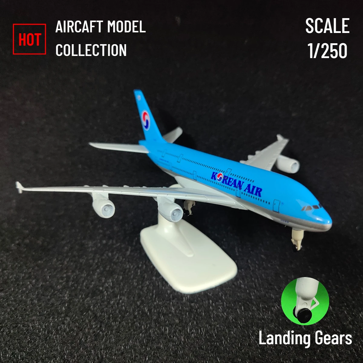 Scale 1:250 Metal Aviation Replica 20cm, Korean A380 Aircraft Model Airplane Miniature, Room Decor Xmas Gift Kids Toys for Boys