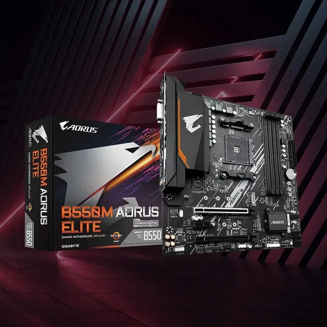 GIGABYTE AORUS ELITE 마더보드는 AMD AM4 소켓과 Ryzen 3/4/5 시리즈 CPU와 호환되며, DDR4 슬롯, PCI-E 4.0 X16 슬롯, SATA3.0 포트, M.2 포트, HDMI 및 DVI 포트를 제공하여 고성능과 확장성을 갖추고 있습니다.
