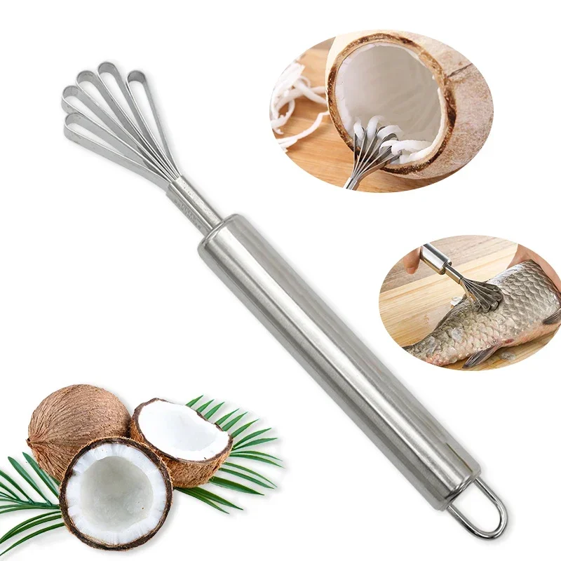 1pcs Shredded Coconut Knife Fish Scales Scraper Stainless Steel Kitchen Supplies Fruit Vegetable Tool Meat Removal Knives