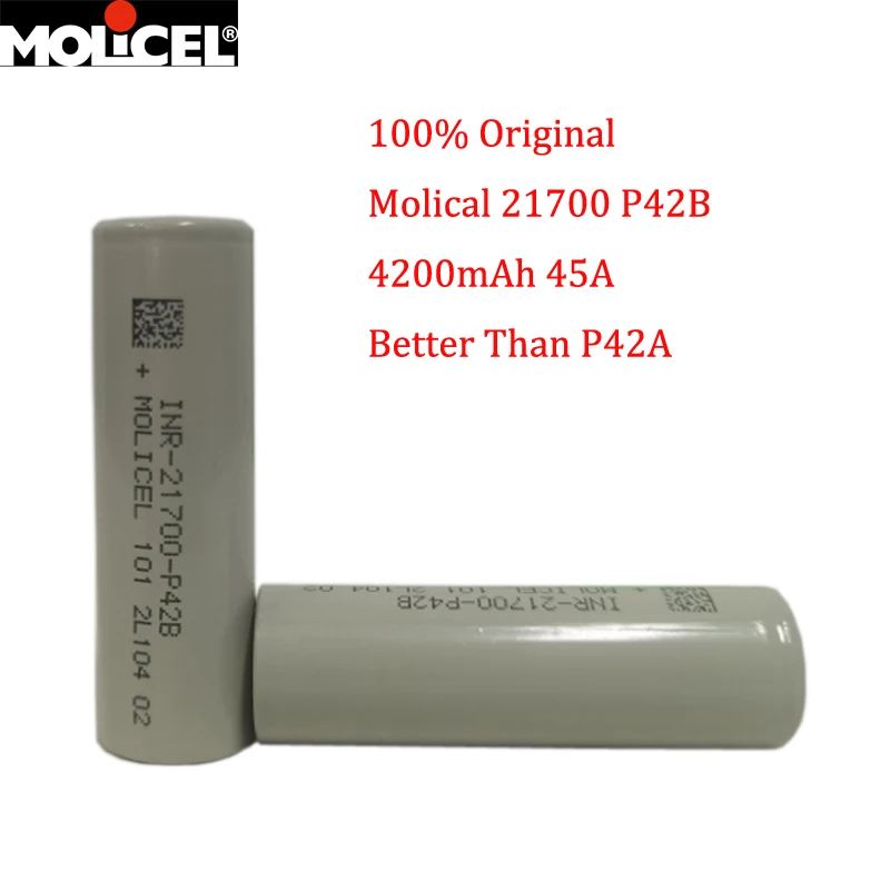 1-10 Pz Molicel Inr 21700 P42B Batteria 3.6V 4200Mah Batterie Ricaricabili 45A Inr21700 Celle Bassa Resistenza Vs Molicel P42A
