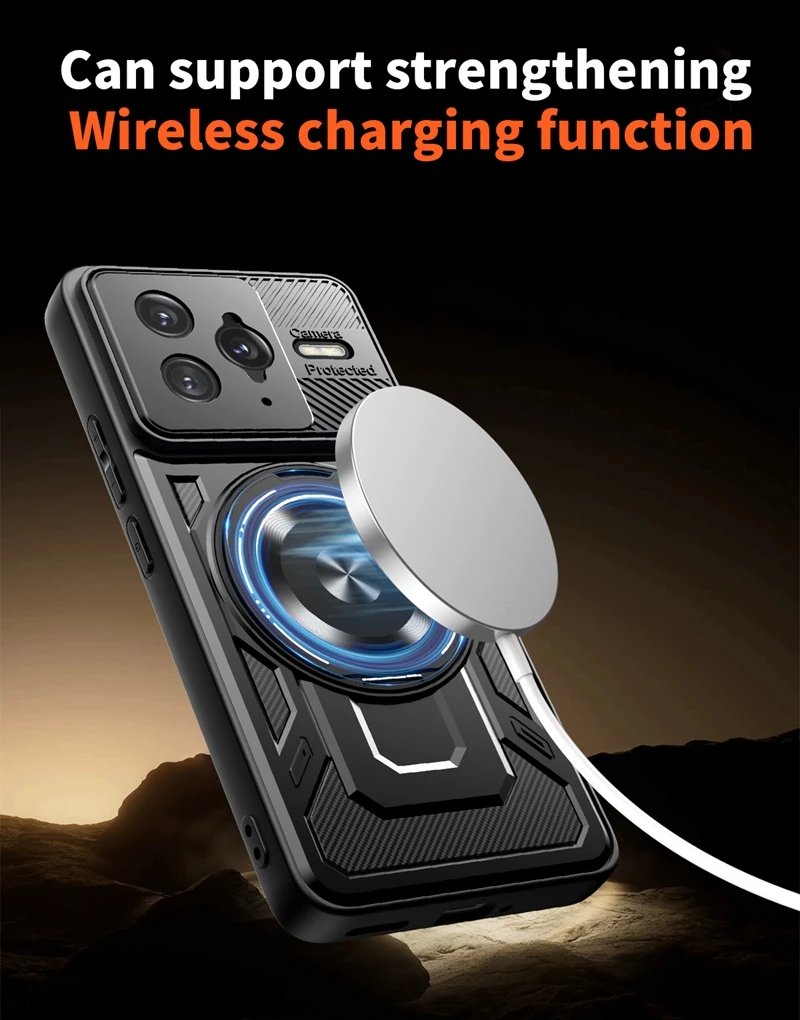 Armor Shockproof MagSafe Wireless Charging Case with Magnetic Ring Stand Holder