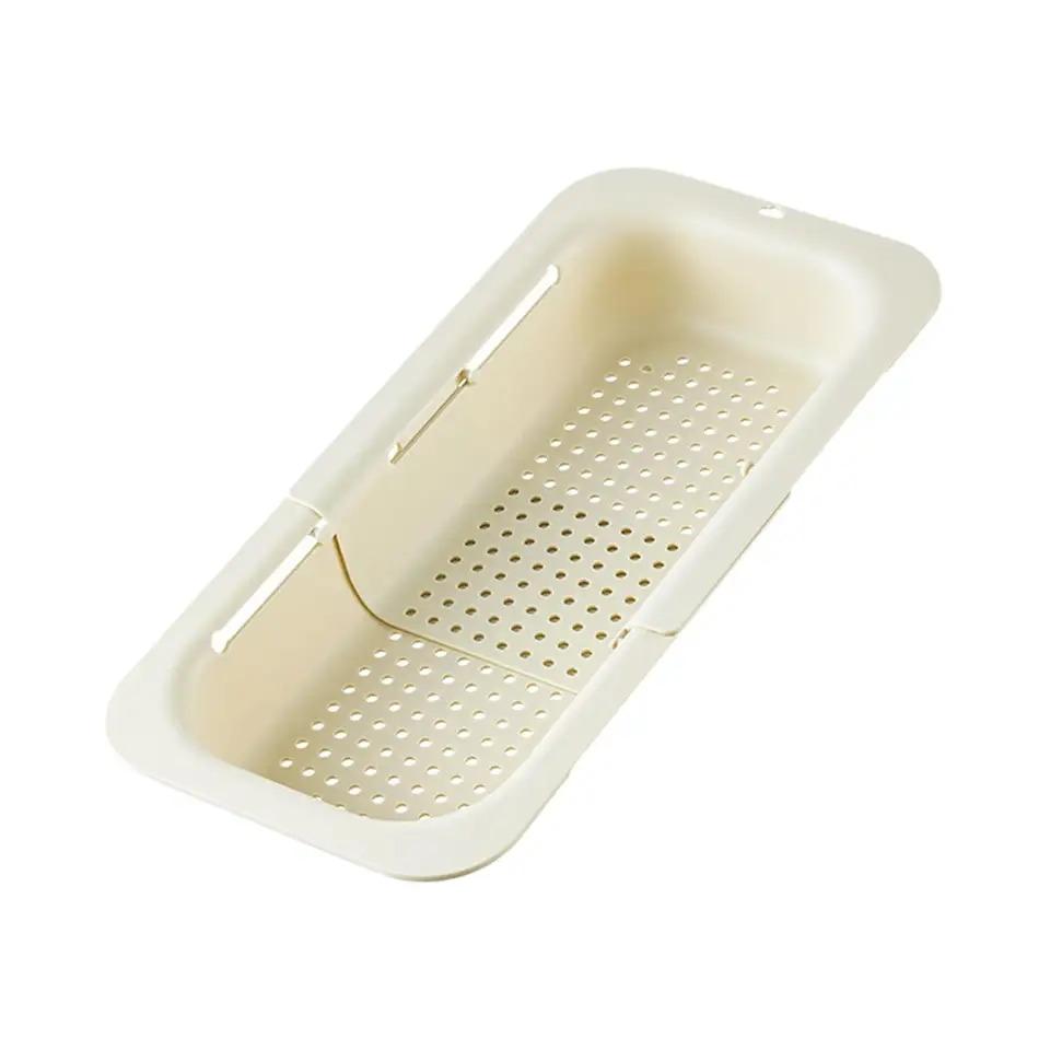 Colino da appoggio sul lavandino 44 x 21 x 8 cm Colino per lavello cucina estensibile in acciaio inossidabile scolapasta per lavello da cucina per scolare la pasta cotta, lavare verdura e frutta