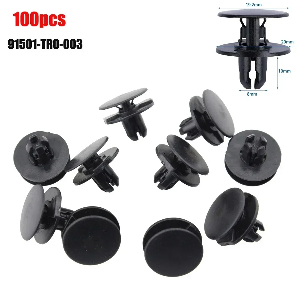 100PCS Black Plastic Push-Type Retainer Clips