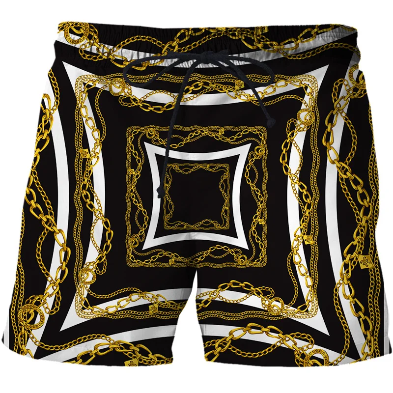 3D Hawaii Beach Briefs Luxury Golden Ice Shorts Pants Swimwear Men Vacation Swim Wear Trunks Casual Gym Surf Swimsuit Board 5