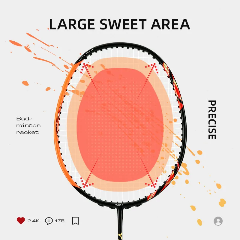 

YaKs Official Genuine Composite Carbon 3U Badminton Racquet 22 Pounds G4 Solid Wood Handle Badminton Racquet Free Gifts