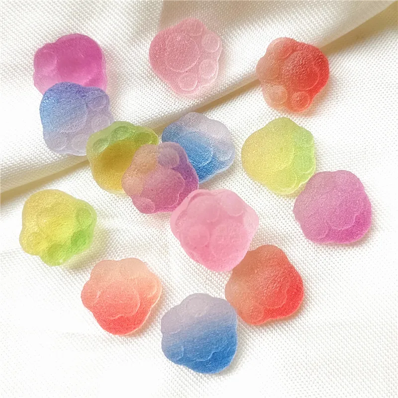 

16mm 30pcs Gradient Poreless Cat Paw Resin Bead DIY Jewelry Water Cup Decorative Phone Case Crafts Fashion Accessories Wholesale