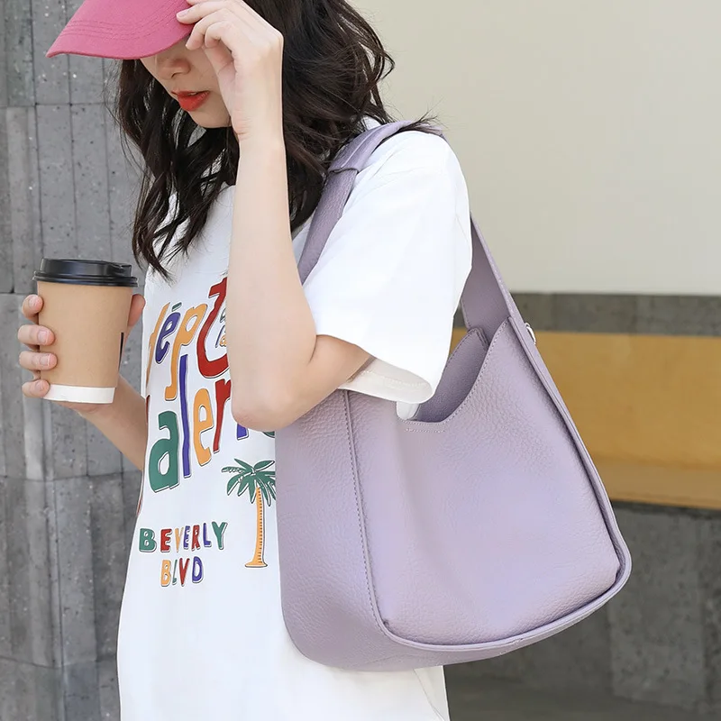 Shoulder Bag 2023 New Trend Casual Retro Personality HandBag PU Faux Leather Texture High-grade Sense Female Aesthetic All-match