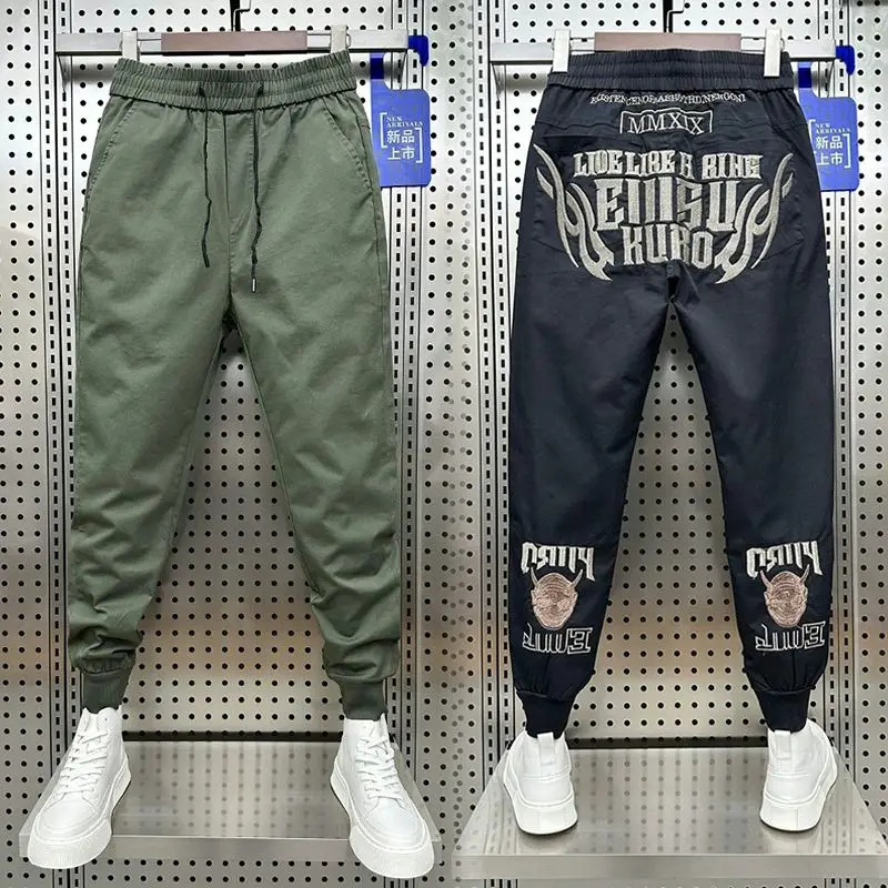 2023 Autumn and Winter Fashion Men's Fashion Letter Embroidery Versatile Sports and Casual Loose Fit Korean Corset Harun Pants