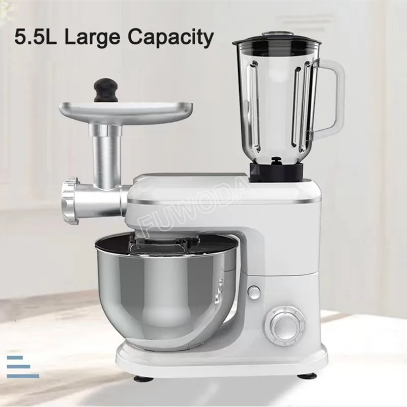 5-in-1 Home Fully Automatic Juicer Kneading Machine Meat Grinder Whisk 5.5L Multifunctional Mixer Food Processor Chef Machine 6
