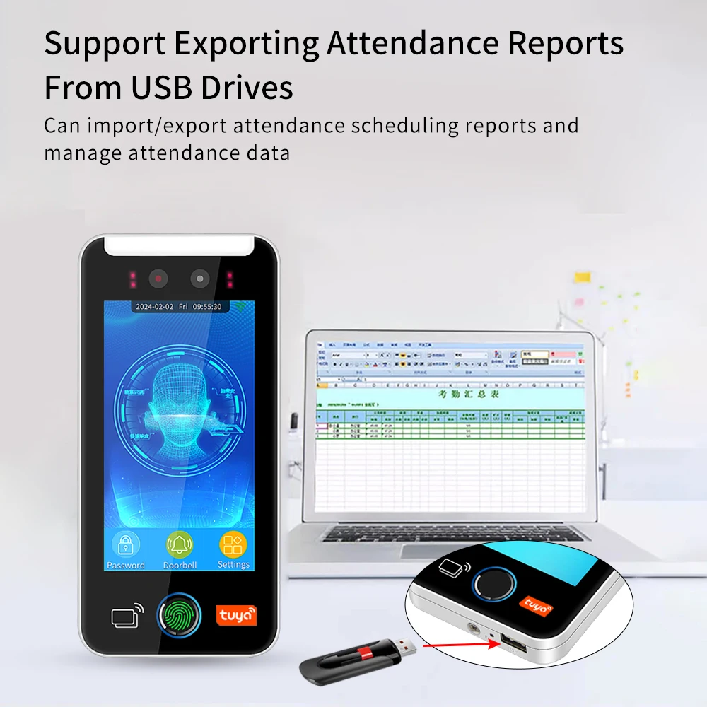 5000 User 5 Inch Touch Lcd 2MP Camera Biometric Face Recognition Wifi Access Control Employee Time Attendance Free Cloud API MQT face recognition access control
