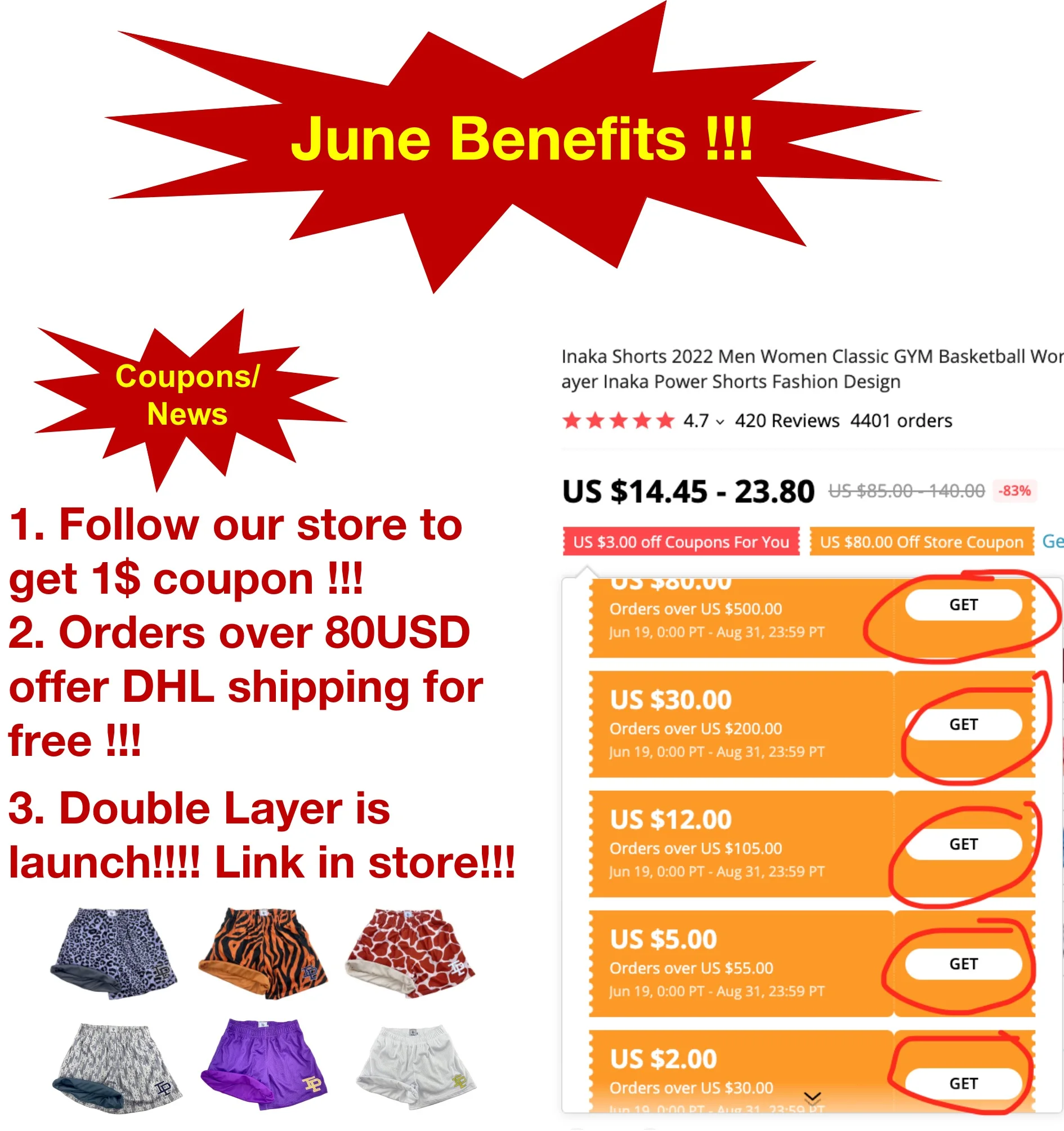 Inaka Shorts 2022 Men Women Classic GYM Basketball Workout Mesh Shorts One Layer Inaka Power Shorts Fashion Design