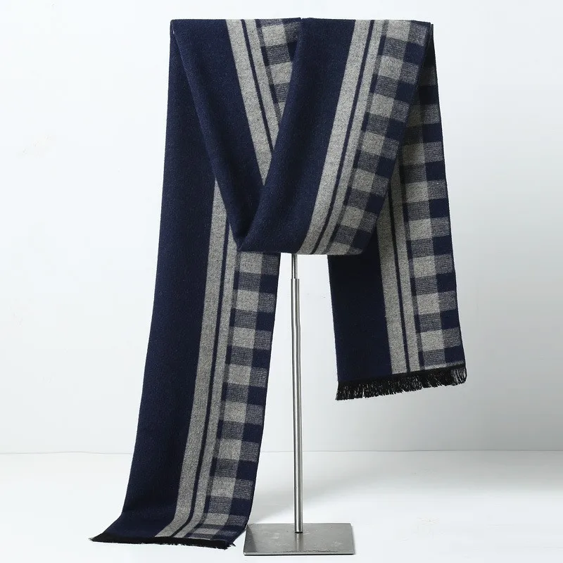 Sciarpa Uomo In Cotone E Lino Morbida E Alla Moda - Grande Scialle Lungo 190x80 Cm, Caldo E Leggero, Regalo Per Papà, Marito O Fidanzato - 3