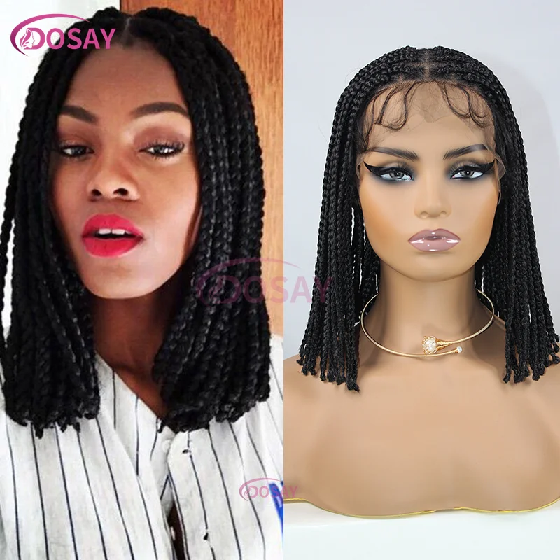 

Twist Curls Braid Full Lace Front Wigs Short Bob Braids Wig Goddess Transparent 360 Lace Synthetic Wig Pre-Plucked Baby Hair