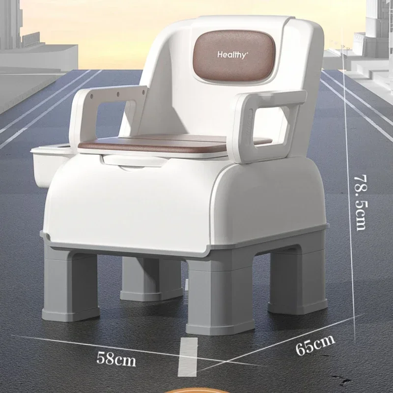 Simple Elderly Toilet, Adult Mobile Commode Chair, Indoor Use, Mobile Toilet with Sensor Light for Convenience, Commode Seat 5