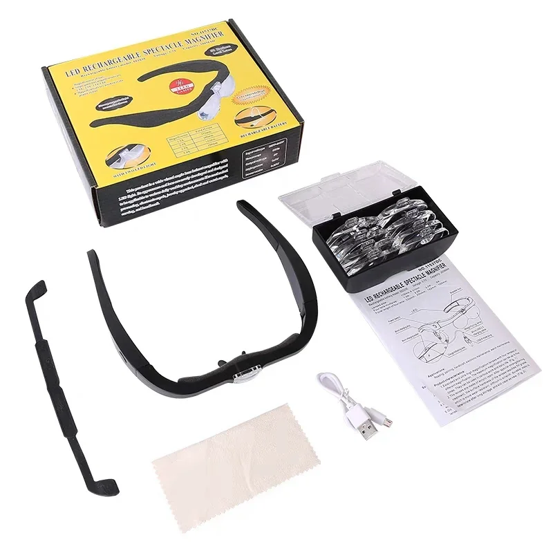 Jewelry Magnifier Jeweler Repair Magnifier Jewelry Magnifying Glass Magnifying Glass Soldering Magnifier Soldering Repair Magnifier Watch Repair Tool Head Wearing Magnifier Magnifying Glass Lamp Reading Magnifier Magnifying Glasses With light LED Reading Watchmaker Repair Wearing Magnifier 1.5X 2.5X 3.5X 5.0X Usb Rechargeable
