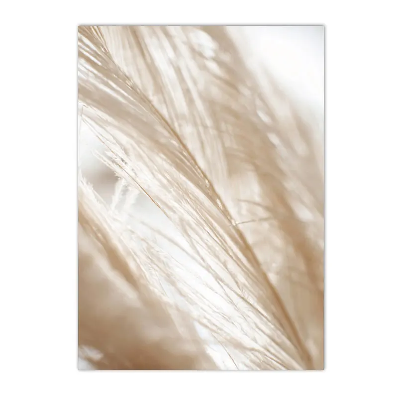 Moroccan Doorway & Pampas Grass Canvas Art - Beige Botanical Mosque Decor