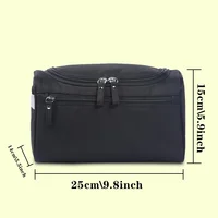 Functional Travel Cosmetic Bag Unisex Hanging Makeup Case Necessaries Organizer Storage Pouch Toiletry Bag White Letter Pattern 2