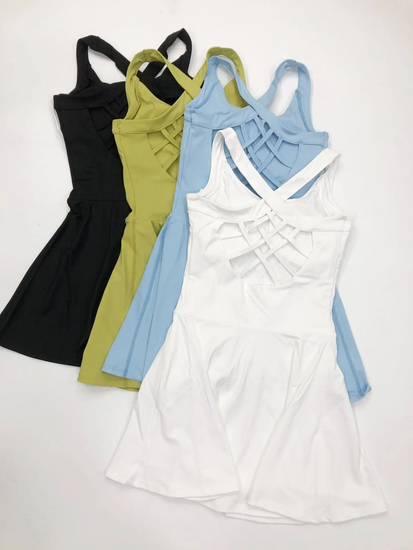 Women's sports beautiful back dress Removable chest cushion cushion breathable outdoor yoga tennis skirt badminton Training