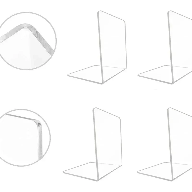 Transparent Acrylic Bookends Stand Book organizer Book holder Book stand Book terminal Bookshelf Desktop Decorative Storage Rack Book Holder Organizer School Stationery 1PC
