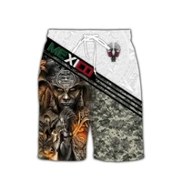 Aztec Mexico Flag 3d Print Swim Trunks Men Swimwear Quick Dry Street Beach Shorts Bathing Suits Hawaii Surf Men's Floral Board 1