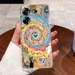 Aesthetic Cute Cat Soft Transparent Silicone Phone Case for Tecno Pova 5 Pro (TPU - TPU426)