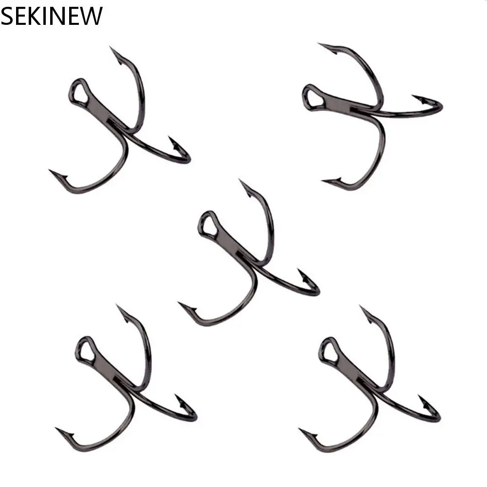 

10Pcs/lot 2# 4# 6# 8# 10# 12# High Carbon Steel Fishing HookTreble Overturned Hooks Fishing Tackle Round Bend Treble For Bass