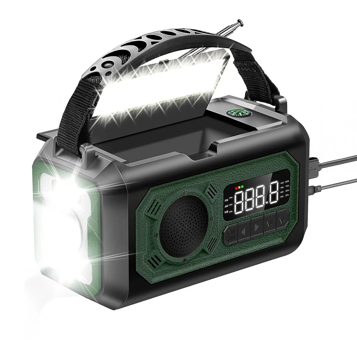 12000Mah Radio Meteo Di Emergenza Radio A Manovella Radio Solare Radio Portatile Am/Fm/Noaa Con Lampada Da Lettura Torcia-B