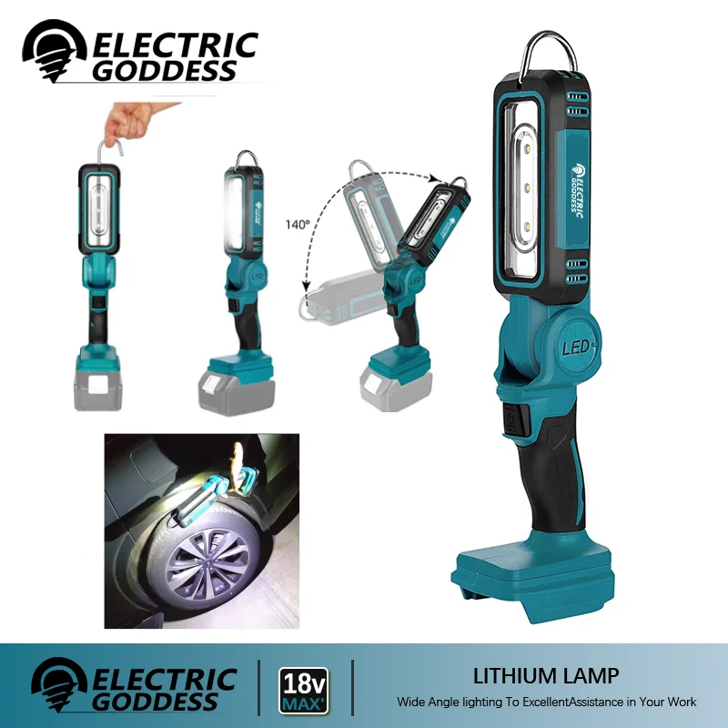 Electric Goddess Work Light LED Outdoor Portable Floodlight Spotlight Camping Car Work Night Fishing Light For Makita 18VBattery led flashlight camping lamp led work light camping lights work light