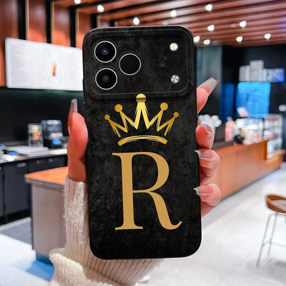 Luxurious A to Z Letters Smooth Camera Protective Soft Phone Case Cover