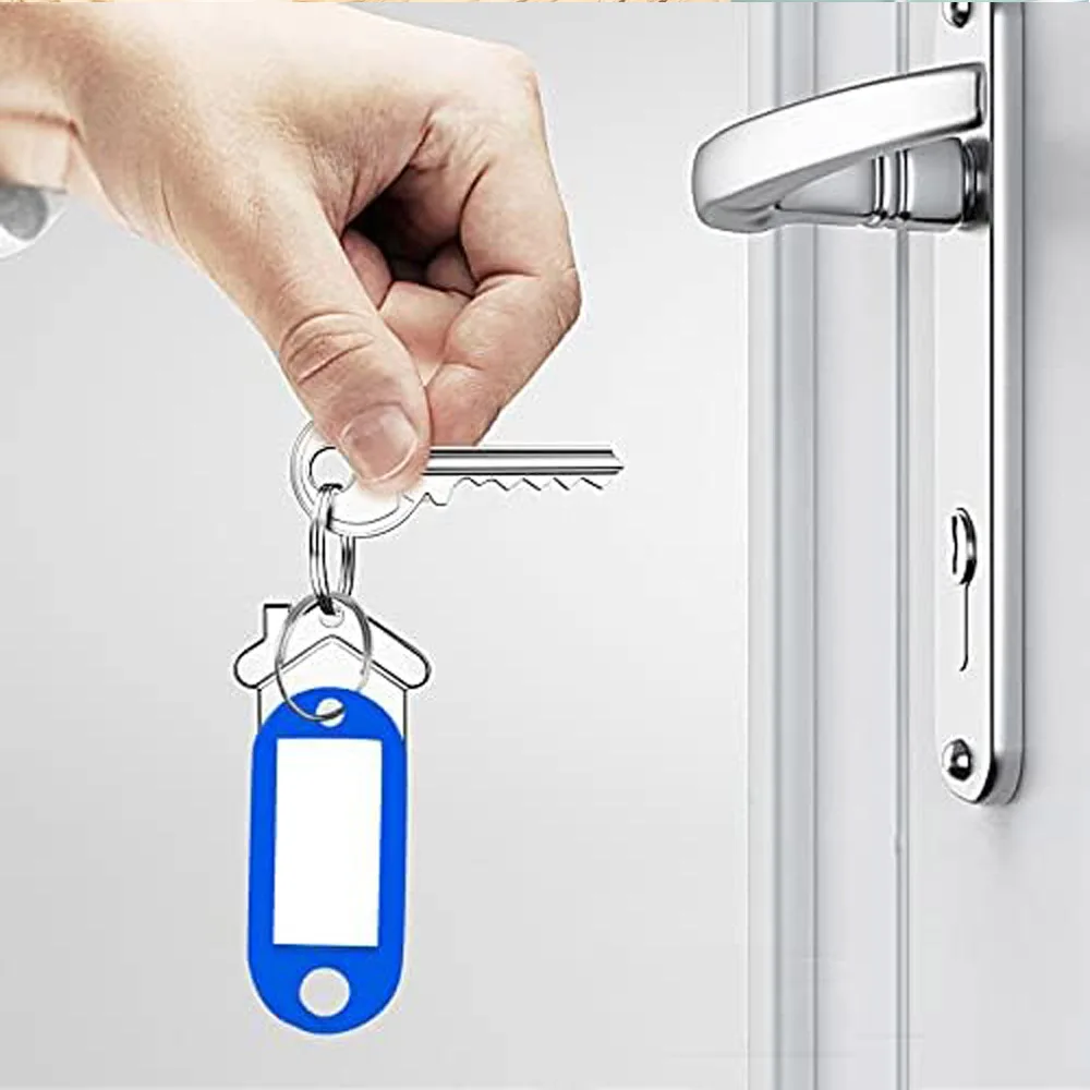 10–500 Stück/Lot robuste Schlüsselanhänger aus Kunststoff mit geteiltem Ring, Etikettenfenster für DIY-Schlüsselanhänger-Set, nummerierter Name, Gepäck, Gepäckanhänger – Detail 3