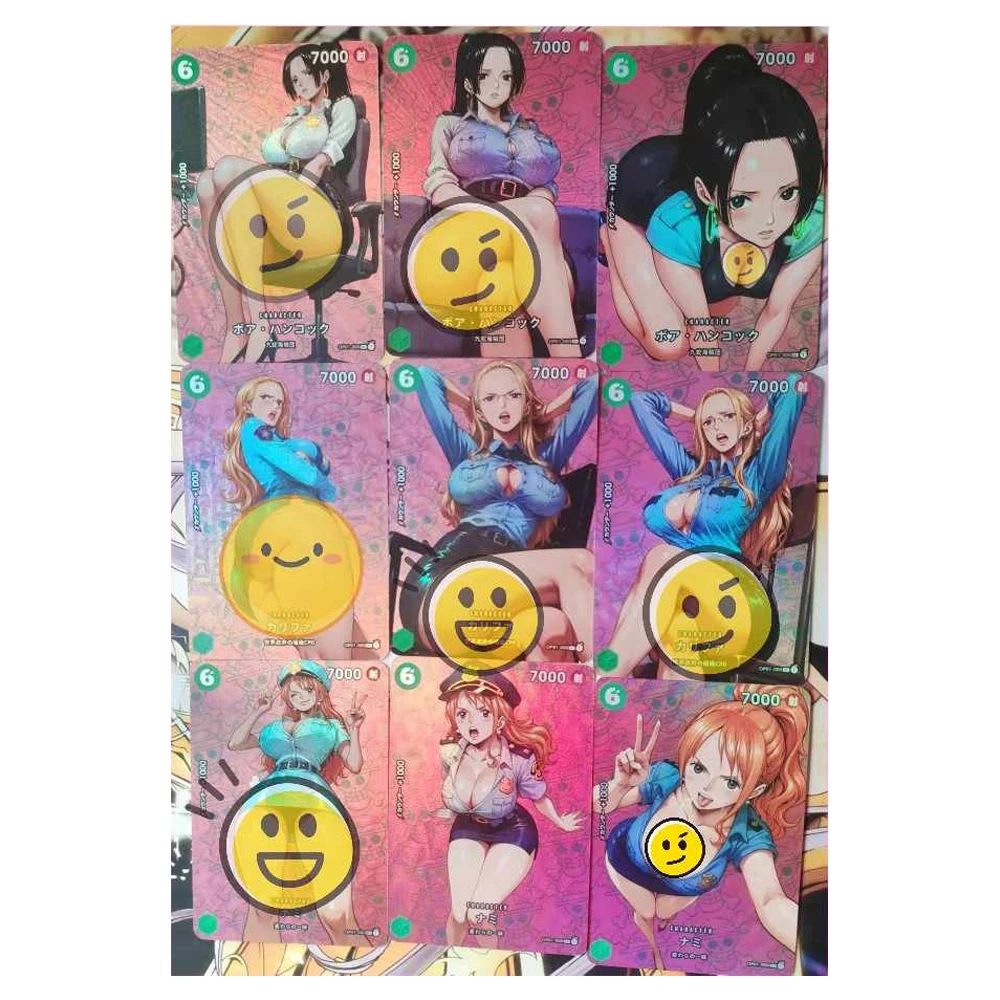 9Pcs/set Diy One Piece Nami Hancock Kalifa Uniform Series Refraction Color Flash Card Self Made Anime Collection Cards Gift Toy
