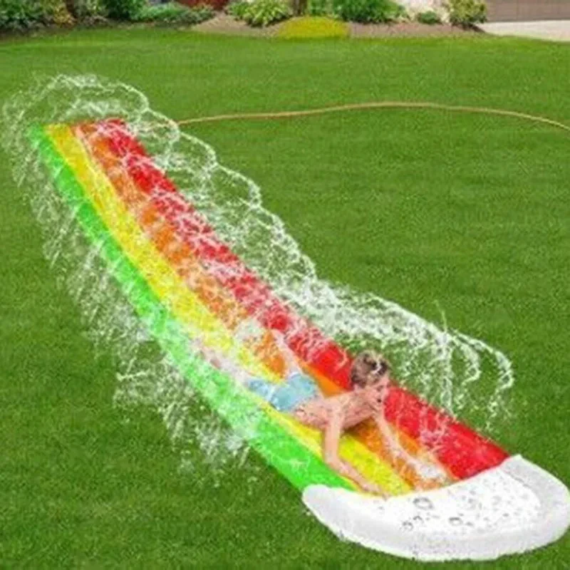 Inflatable Lawn Water Spray Slide Summer Swimming Pool Waterskiing Splash Toys Slip Outdoor Backyard Water Toys Kids Summer Toys 3
