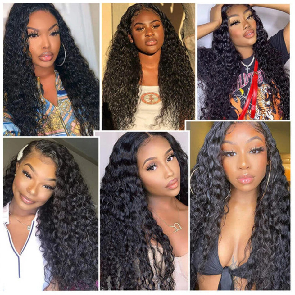 Water Wave Bundles Human Hair With Closure 13x4 HD Transparent Lace Frontal 100% Natural Human Hair Extensions Deep Wave,human hair bundles,human hair weave