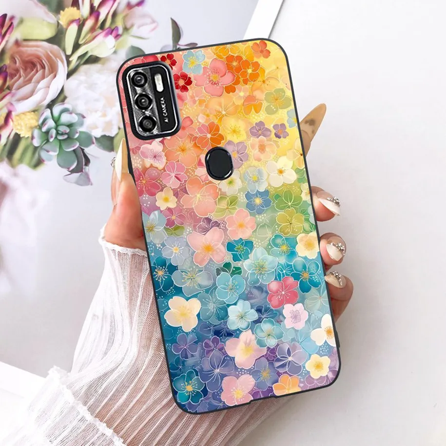 Floral Soft Black Silicone Bumper Phone Cover