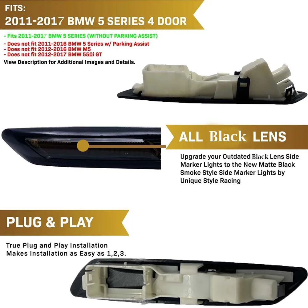 Clear Lens Front Bumper Side Markers For BMW F10/F11 5 Series 2011-2016 – IJDMTOY Crystal Clear