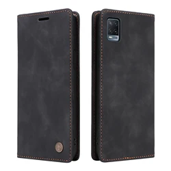 Leather Flip Wallet Phone Case with Stand Feature - OPPO F19 (Black)
