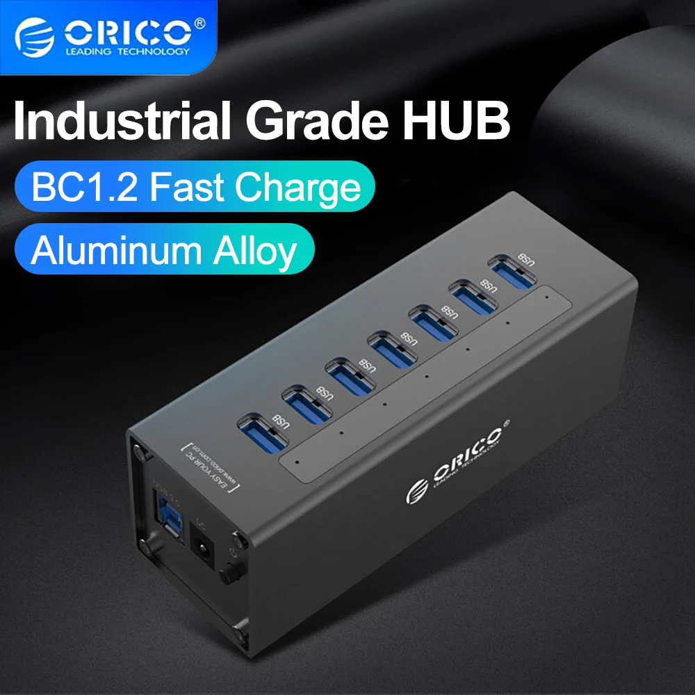 ORICO-Alumínio Multi Splitter Dock Station com carga USB, 7 Portas, USB ...