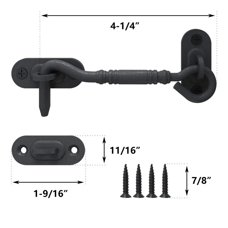 Description Picture 6 of itemBarn Door Hook Lock 201 Stainless Steel Heavy Duty Hook Sliding Door Hasps with Screws Waterproof Door Hardware Anti-corrosion