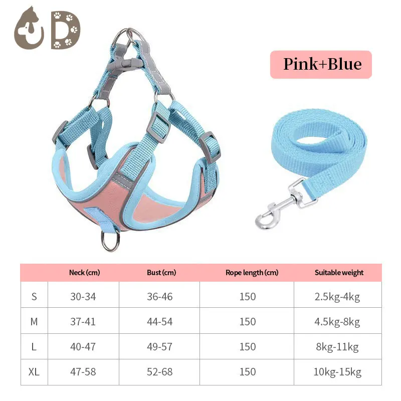 Pet Harness Leash Set For Small Dogs Adjustable Puppy Cat Harness Vest French Bulldog Chihuahua Outdoor Walk