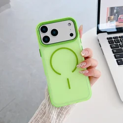 Frosted Candy Colors Magnetic Shockproof Phone Case - iPhone Air (Fluorescent Green)