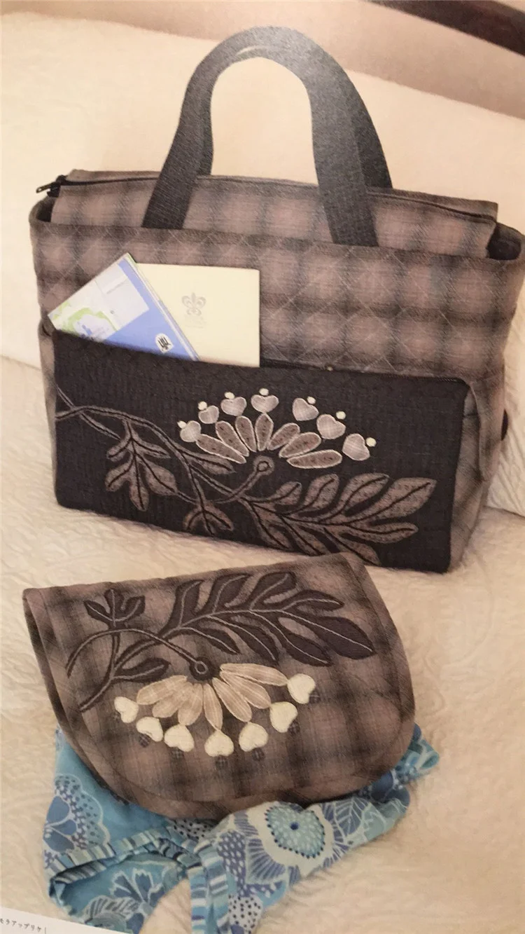 Vintage weicher japanischer garngefärbter Baumwoll-Quiltstoff, handgefertigt, MOLA-Tasche, Geldbörse, Patchwork-Kissenbesatz, Nähtuch – Detail 6