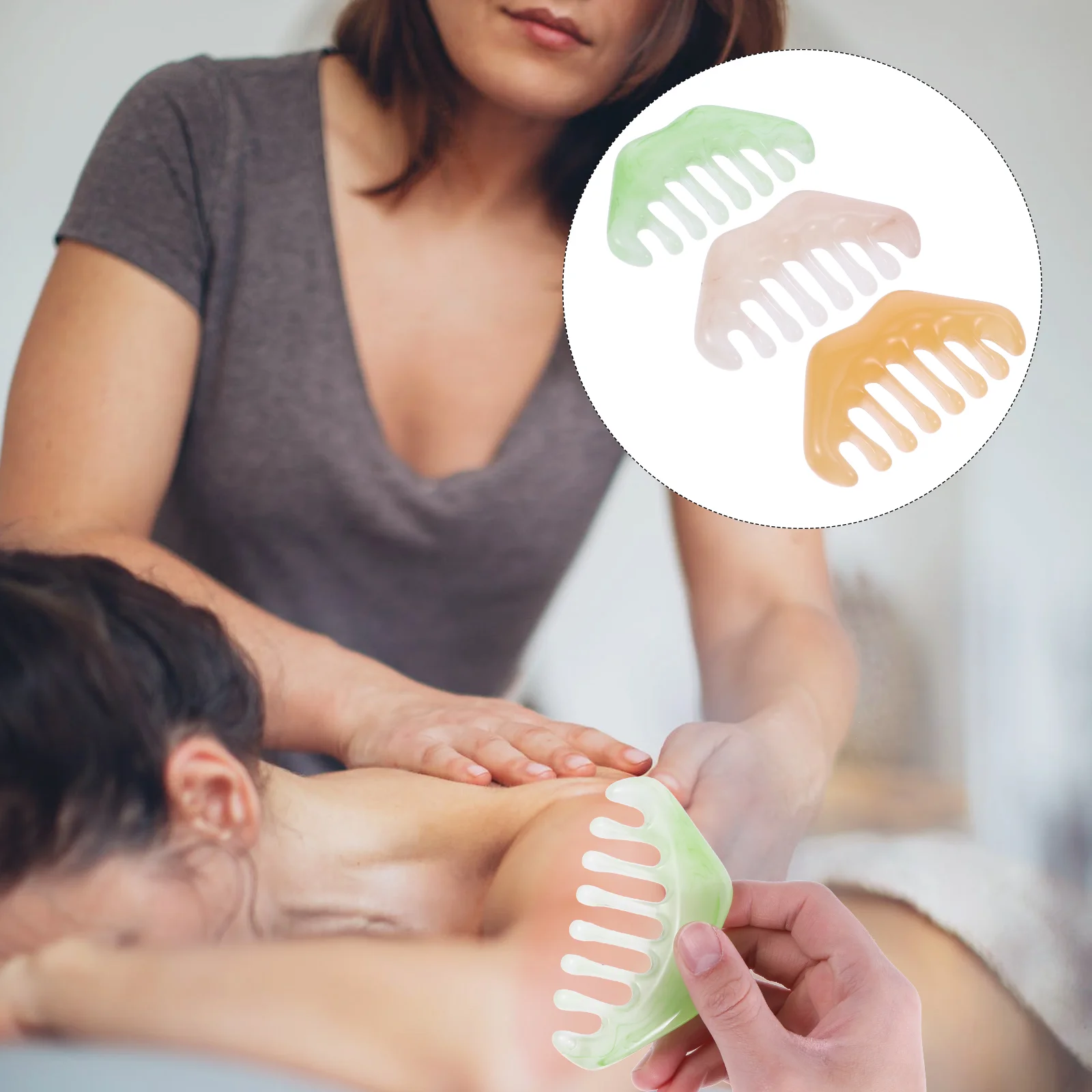 

Guasha Tool Pcs Resin Massage Combs Comb Scraping Scalp Plate Smooth Head Massage Handheld Massage Tool Head Caring