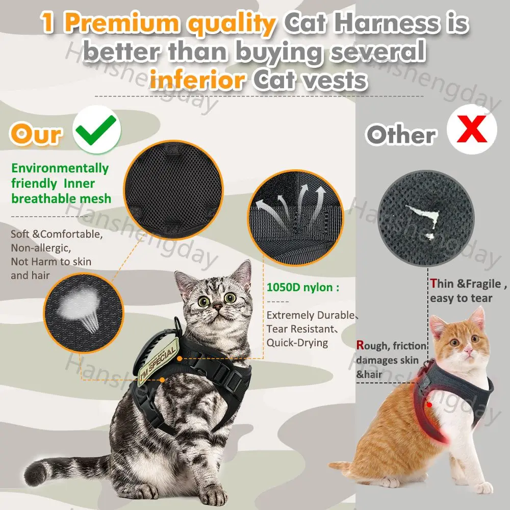 Cat Harness Adjustable Tactical Harnesses vest Leash Set Pet Clothes For Cats & Small Dog