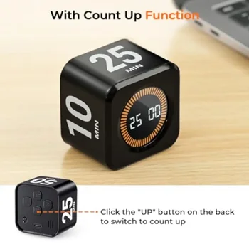 ตัวจับเวลาแบบหมุน Pomodoro พร้อมตั้งค่าล่วงหน้า, ตัวจับเวลาแบบพลิกเพื่อเพิ่มประสิทธิภาพการทำงานบนโต๊ะทำงาน, อุปกรณ์ช่วยผ่อนคลายความกังวลสำหรับผู้มีภาวะสมาธิสั้น, นาฬิกาจับเวลาแบบลูกบาศก์สำหรับการเรียน การทำงานในโรงเรียน และงานครัว 2