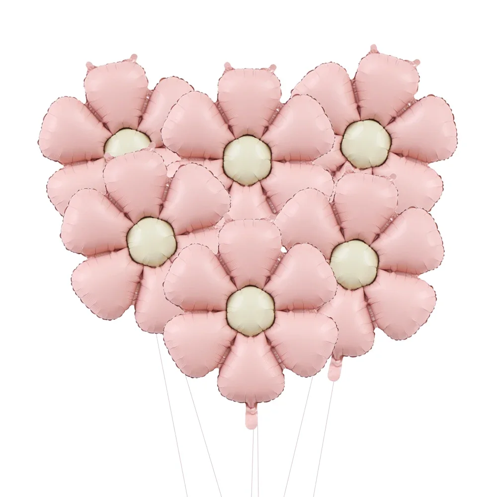 6 Stück 50,5x40cm Matt Rosa Candy Daisy Ballon Aluminiumfolie Ballon Geburtstagsfeier Hochzeitsdekoration