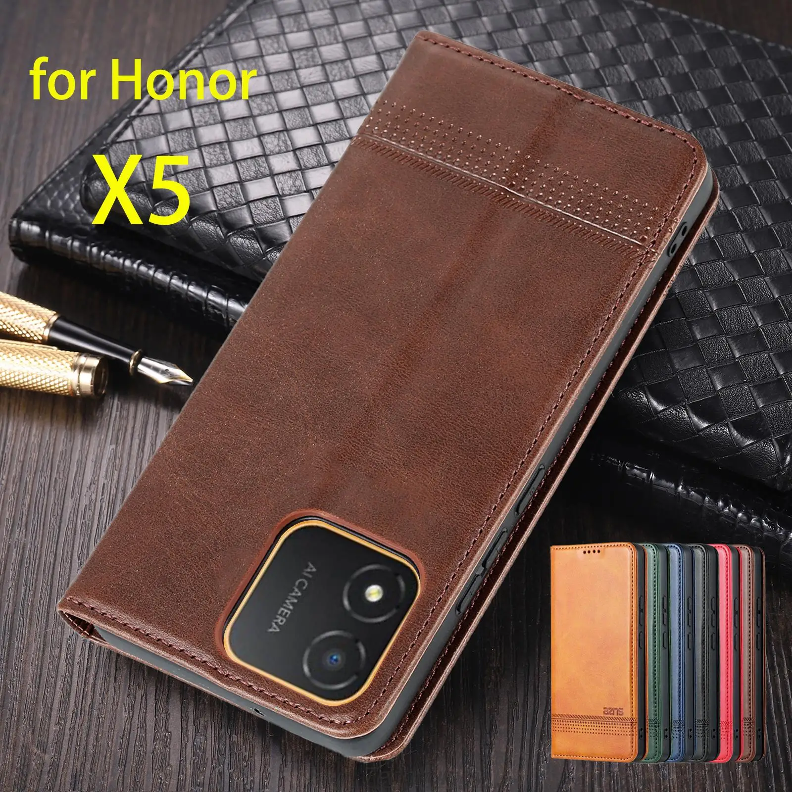 

Deluxe Magnetic Adsorption Leather Fitted Case for Huawei Honor X5 6.5" Flip Cover Protective Case Capa Fundas Coque