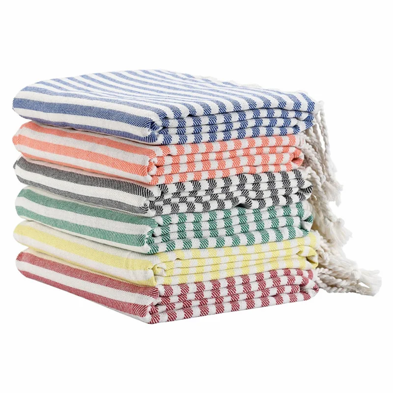 Premium Turkish Striped Oversized Beach Towels with Travel Bag - Quick Dry and Lightweight