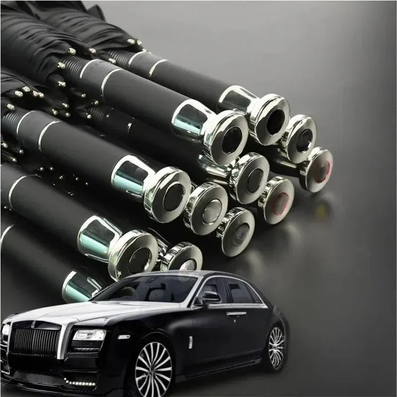 Fully Automatic Shine Extra Long Handle Straight Golf Advertising Car Umbrella For Mercedes-Benz BMW Land Rover Luxury Cars car logo umbrella
